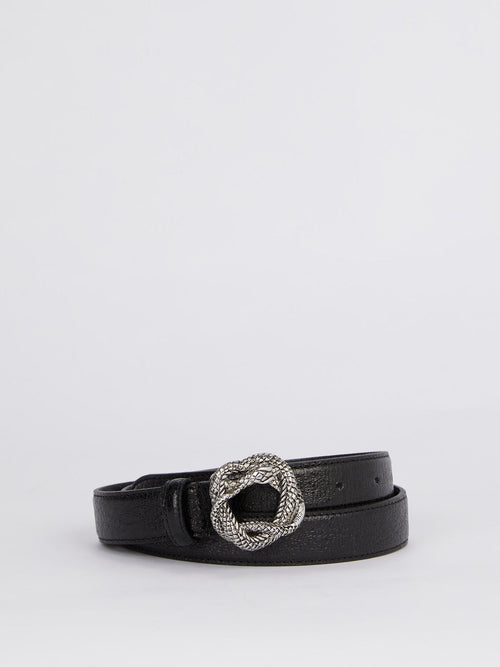 Black Snake Buckle Leather Belt