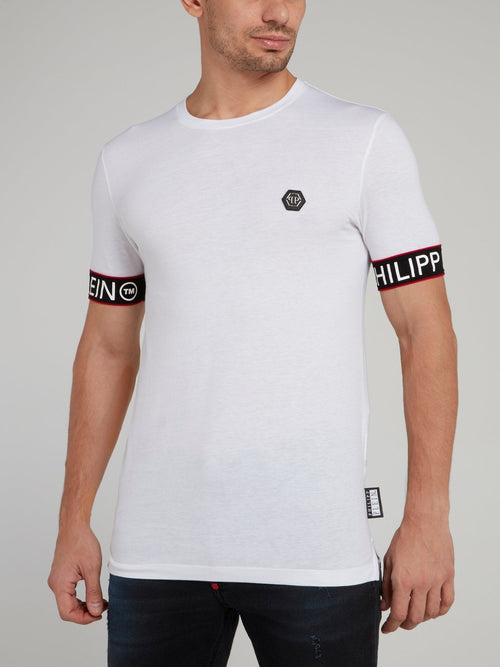 White Logo Edge Fitted Cotton Shirt