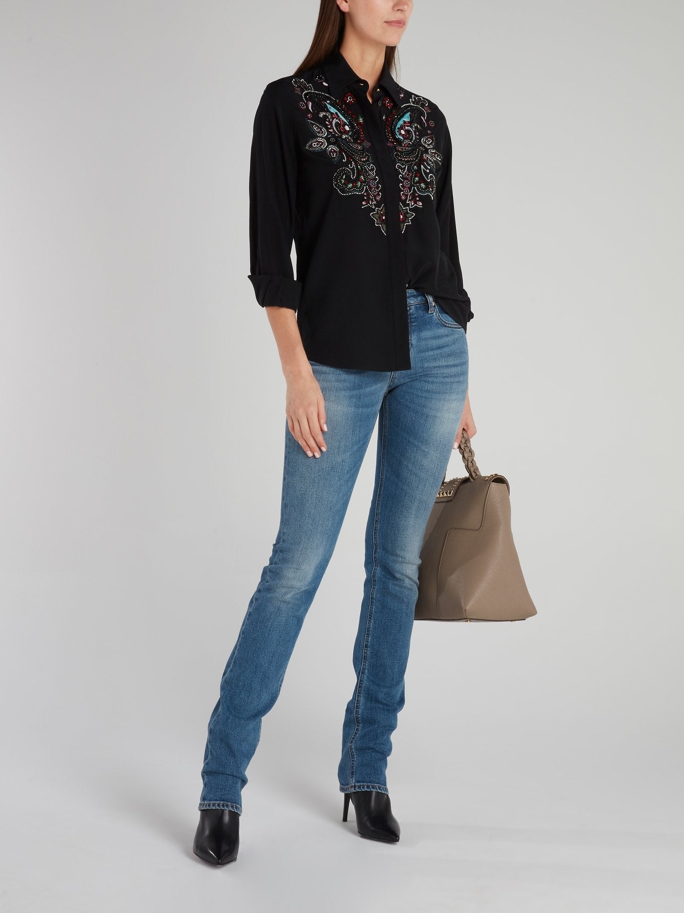 Black Multi-Bead Long Sleeve Shirt