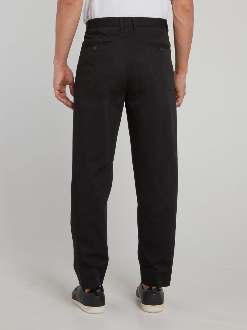 Black Side Fringe Tapered Pants