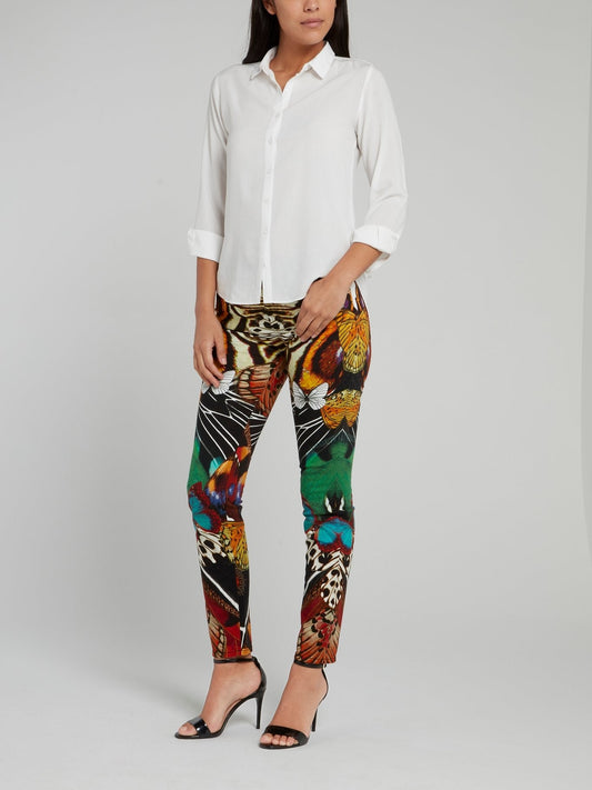 Butterfly Print Skinny Pants