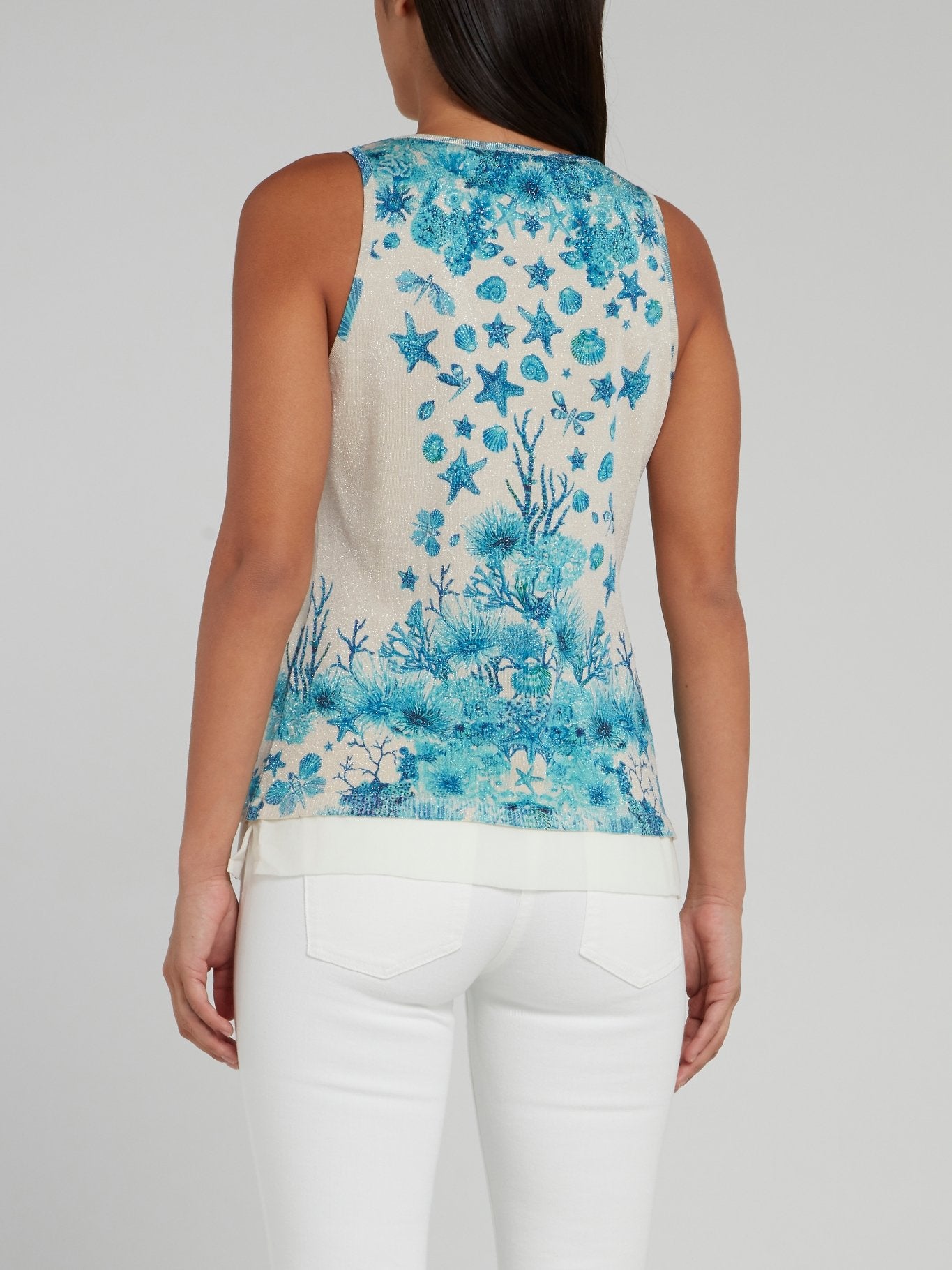 Ocean Print Knitted Sleeveless Top