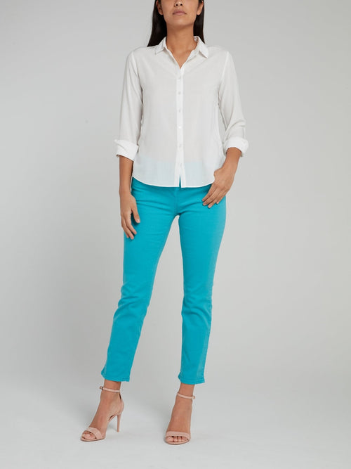 Blue Cropped Skinny Pants