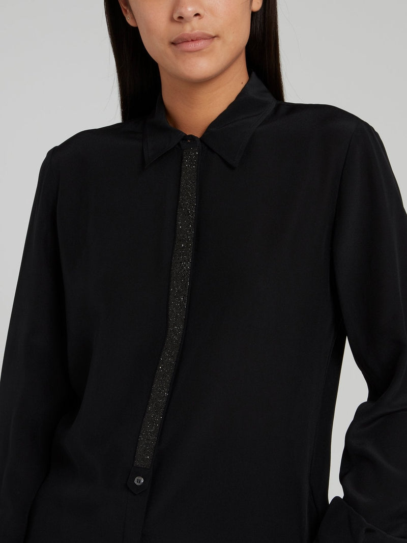 Glitter Panel Bishop Sleeve Blouse