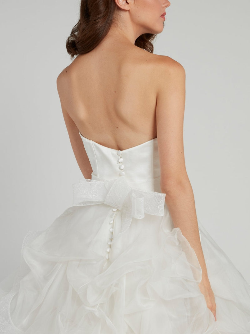 White Frill A-Line Bridal Gown