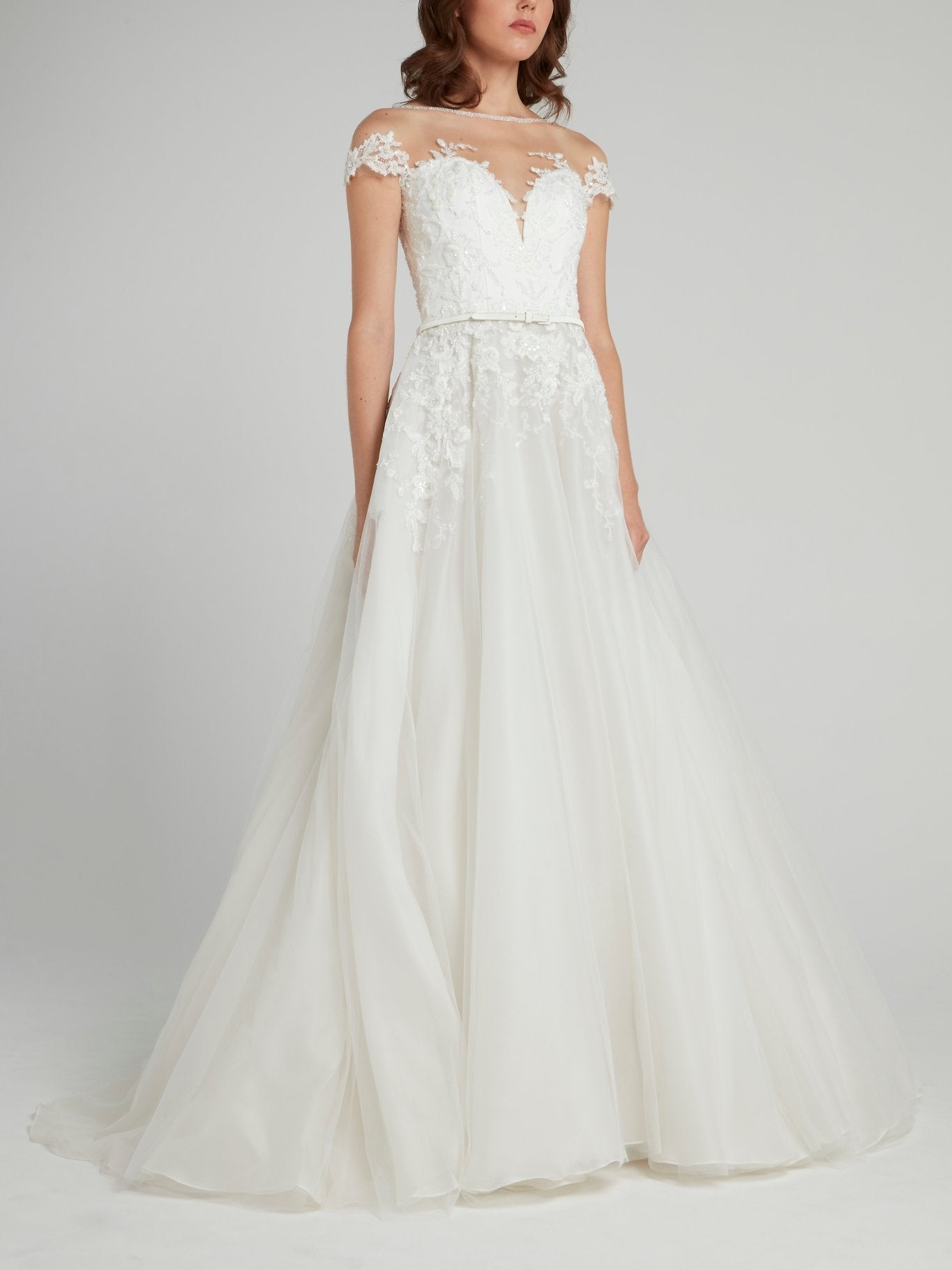 Illusion Neckline Empire Waist Bridal Gown