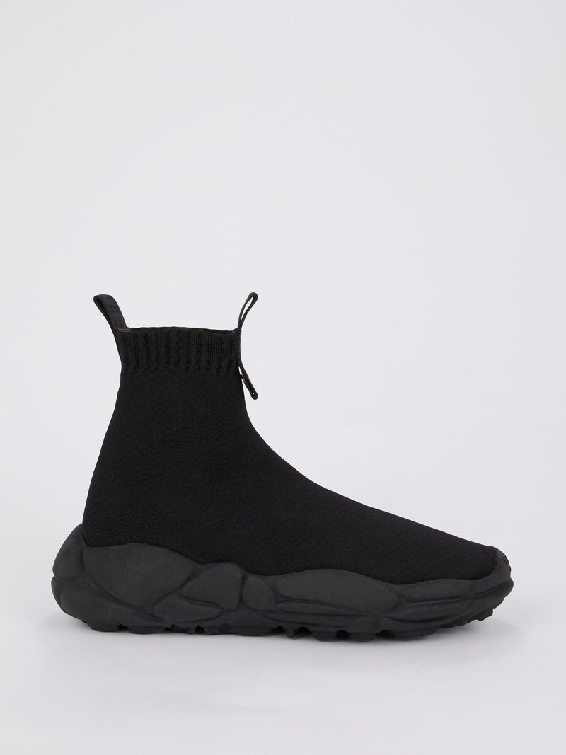 Black High Top Rubber Sole Sock Sneakers