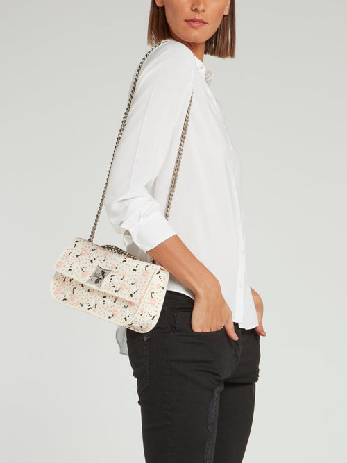 Off White Elide Bee Floral Shoulder Bag