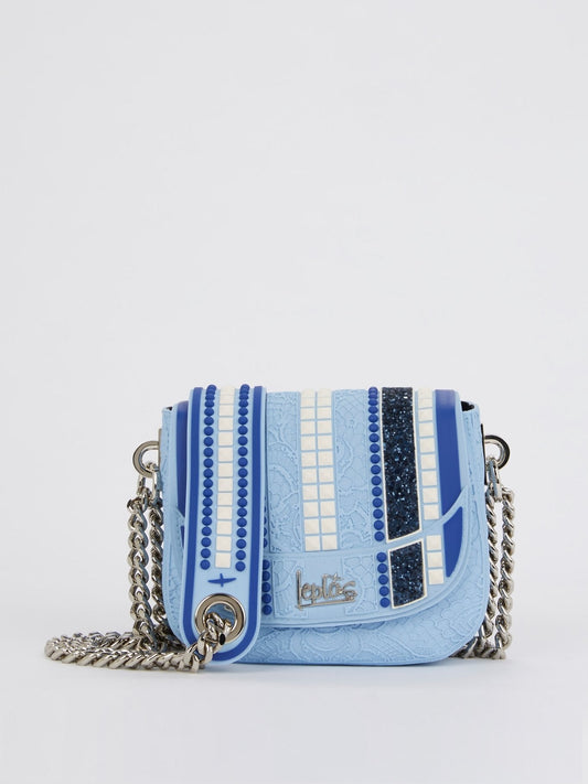 Blue Mini Dafne Studs Shoulder Bag