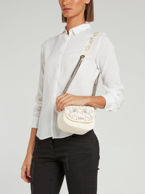 Beige Mini Dafne Azulejos Shoulder Bag