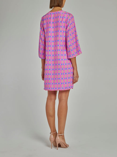 Purple Bell Sleeve Shift Dress