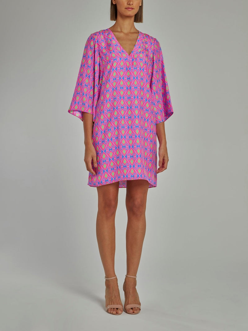 Purple Bell Sleeve Shift Dress