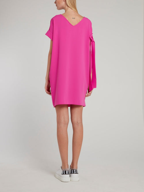 Pink Tie Sleeve Mini Dres