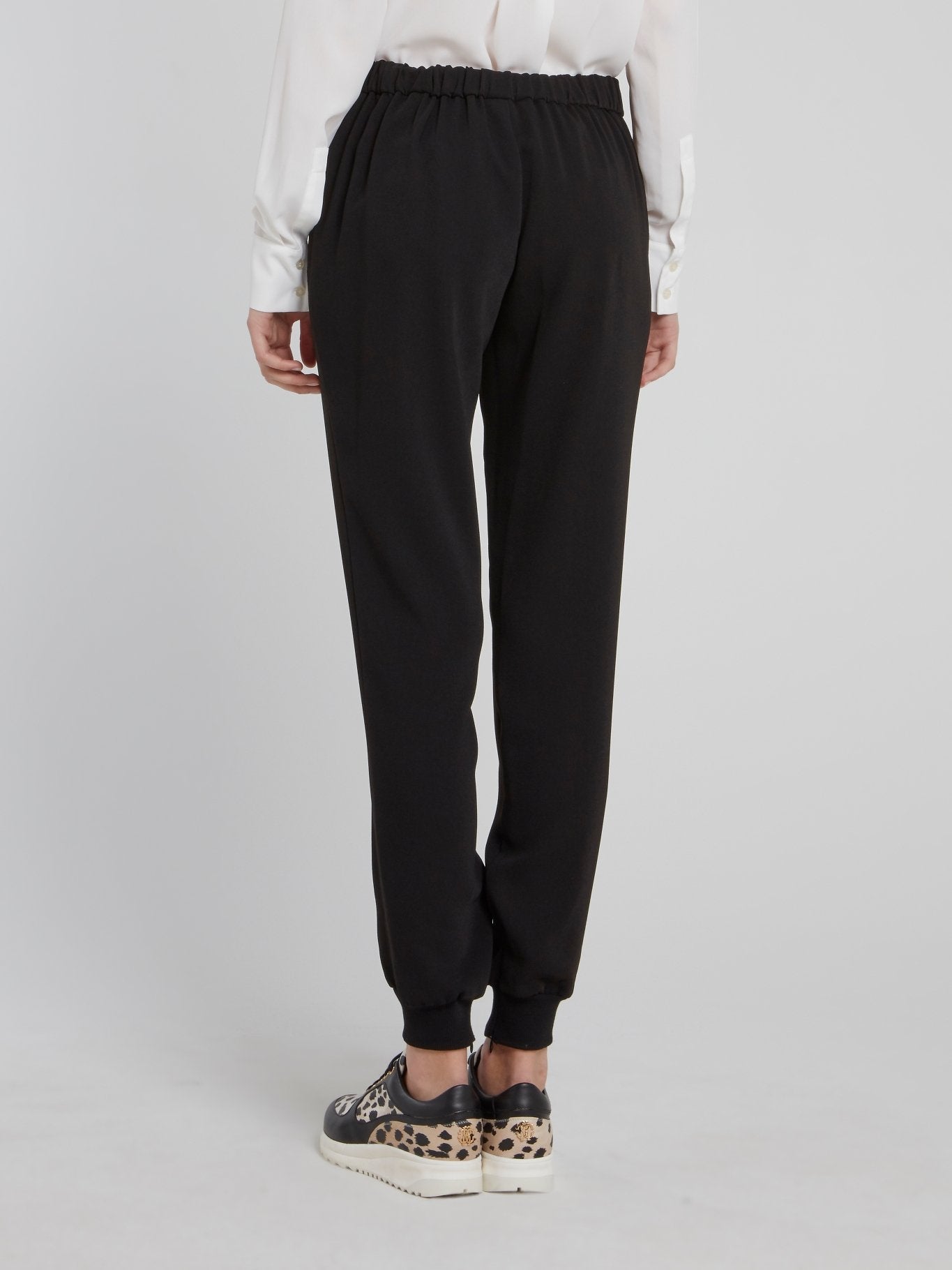 Black Ribbed Waistband Track Pants