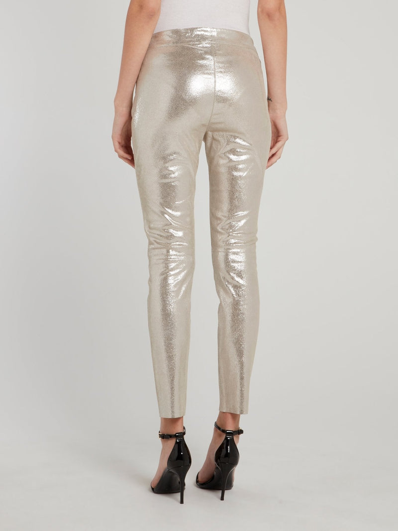 Gold Leather Skinny Pants