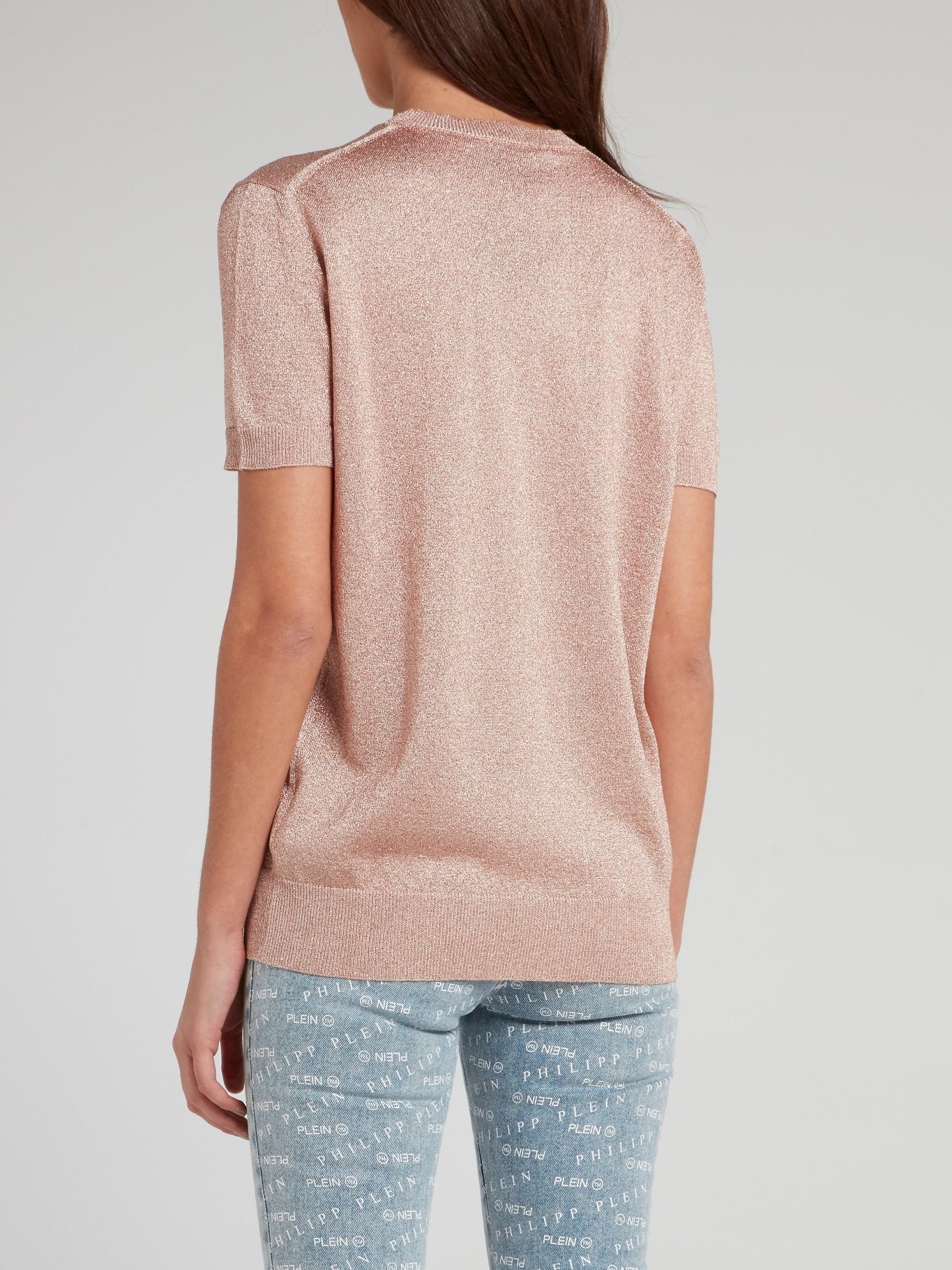 Metallic Pink Logo Knitted Top