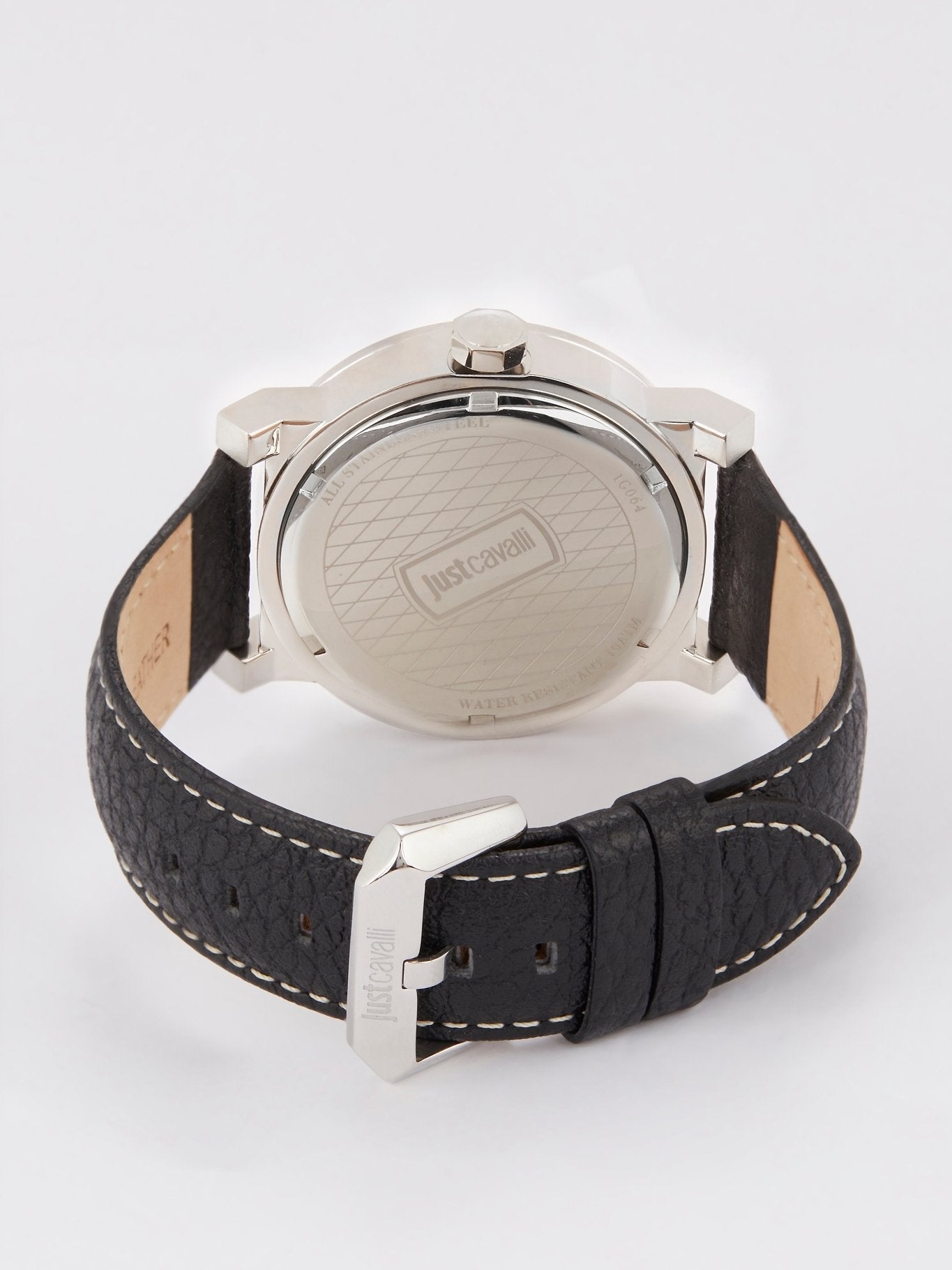 Black Leather Strap Logo Watch