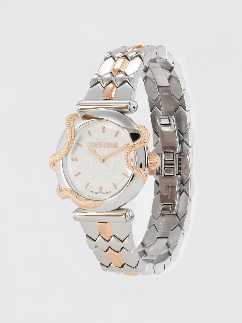 Roberto Cavalli by Franck Muller Two-Tone Snake Detail Dress Watch