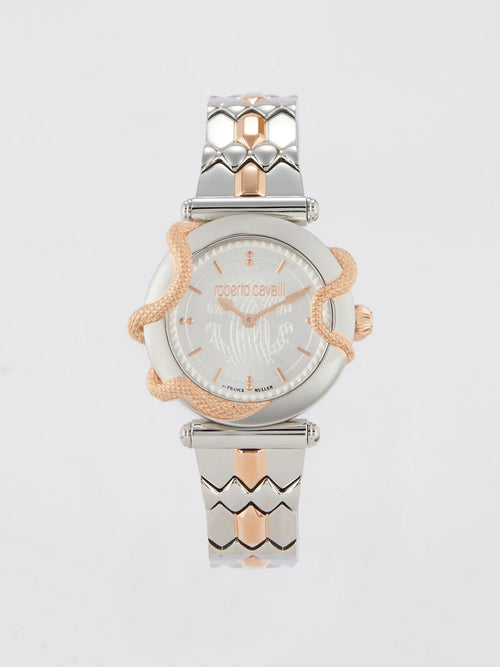 Roberto Cavalli by Franck Muller Two-Tone Snake Detail Dress Watch