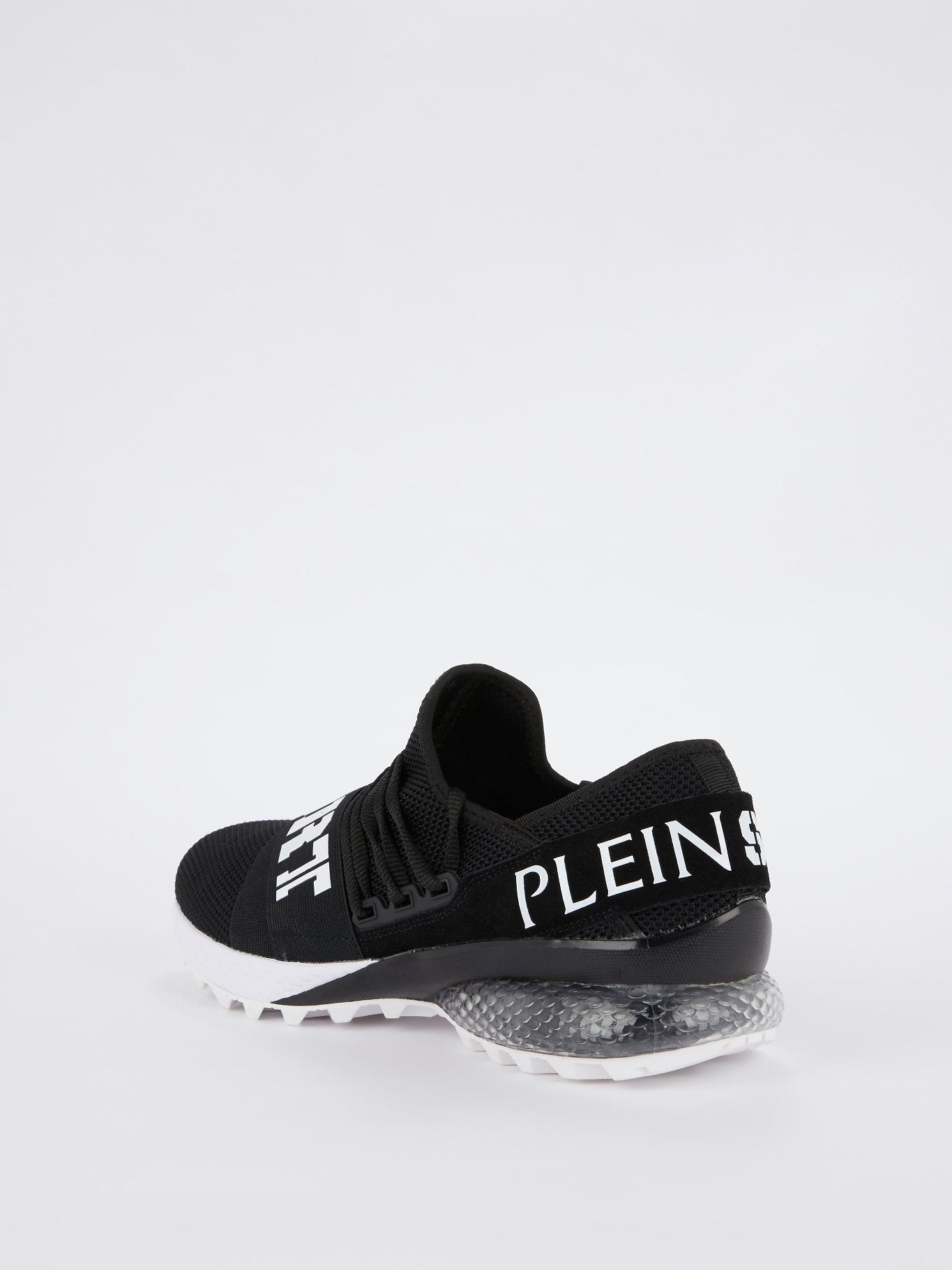 Black Logo Strap Mesh Runner Sneakers