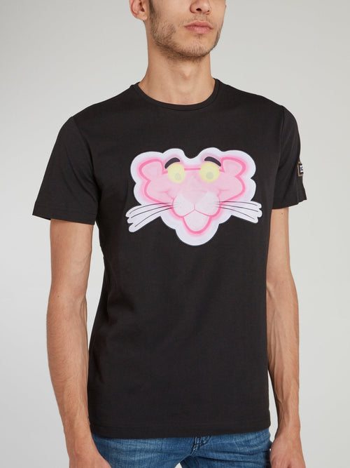 Pink Panther Black Crewneck T-Shirt