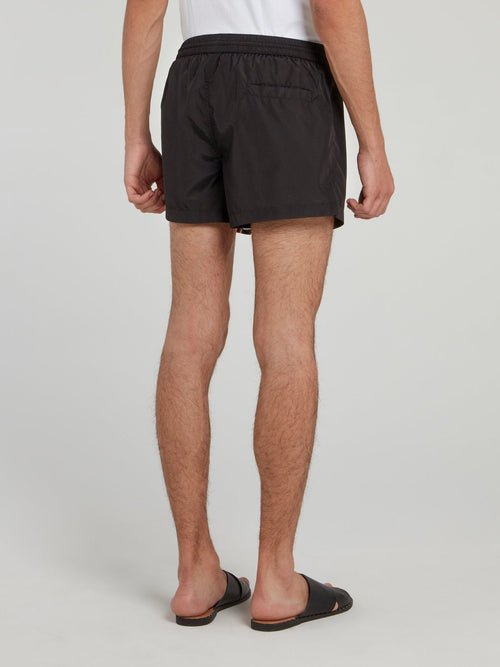 Black Statement Logo Drawstring Shorts