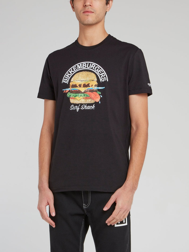 Black Food Print T-Shirt