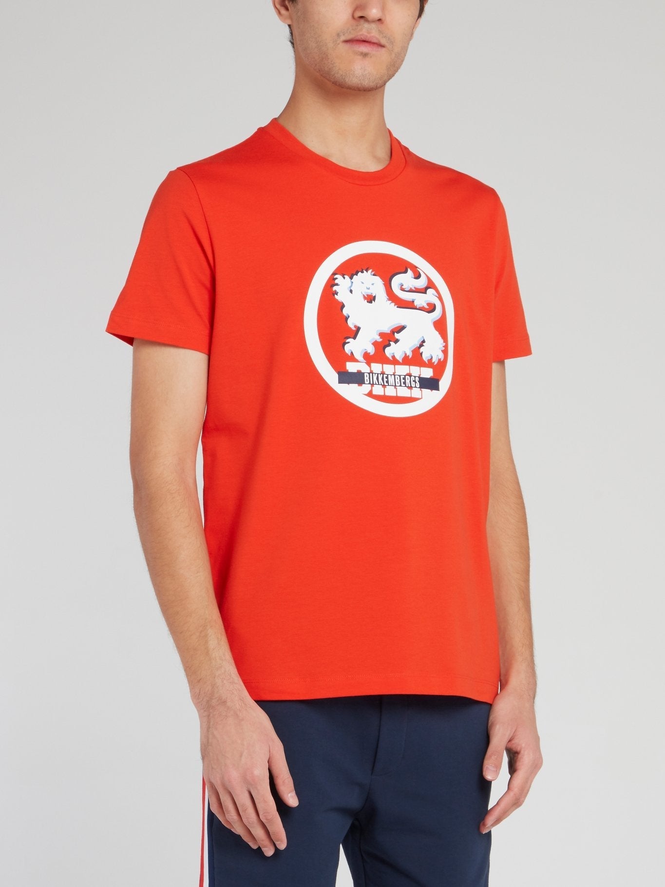 Orange Logo Round Neck T-Shirt