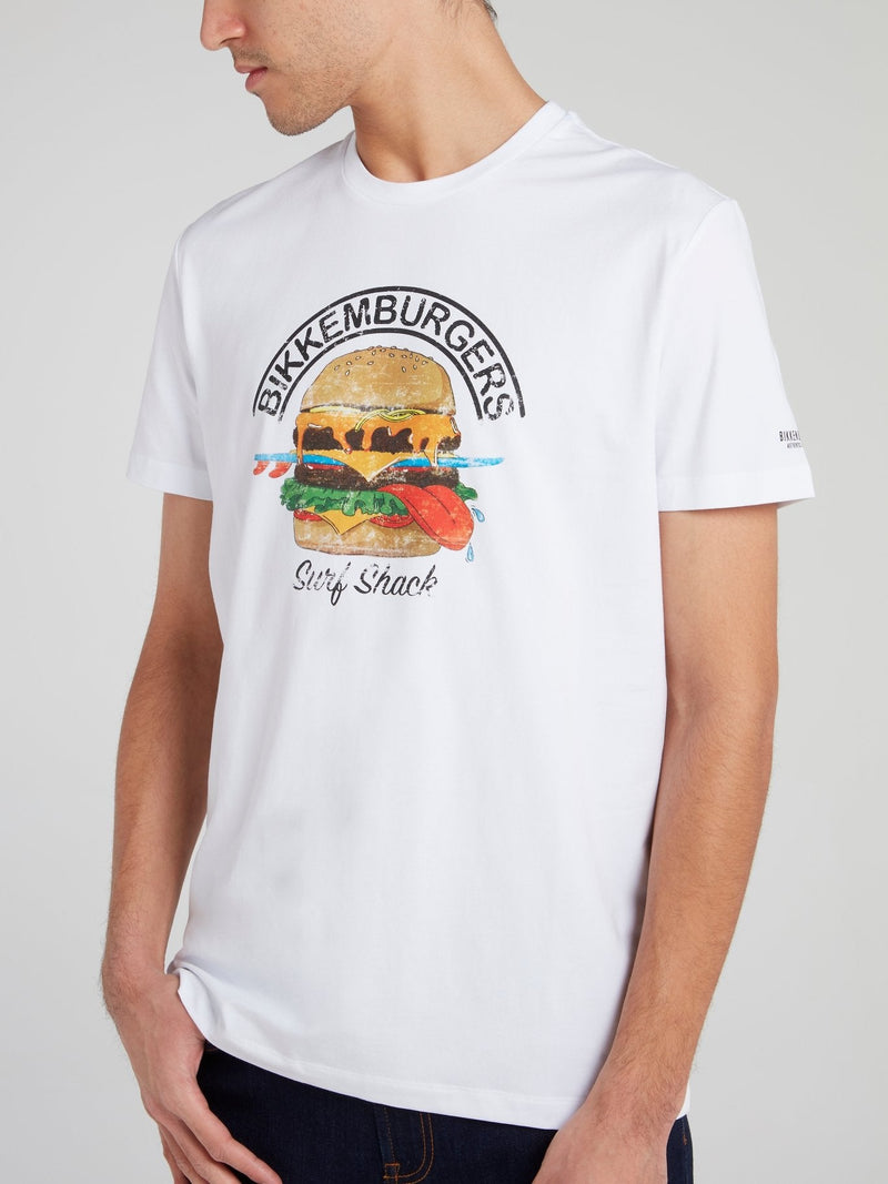 White Food Print T-Shirt