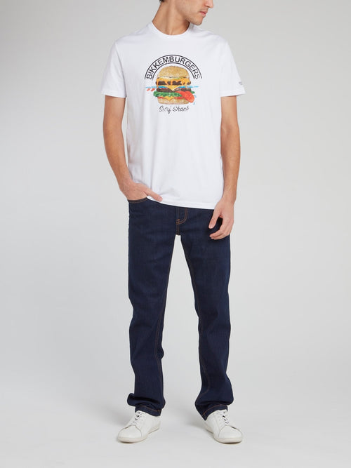 White Food Print T-Shirt