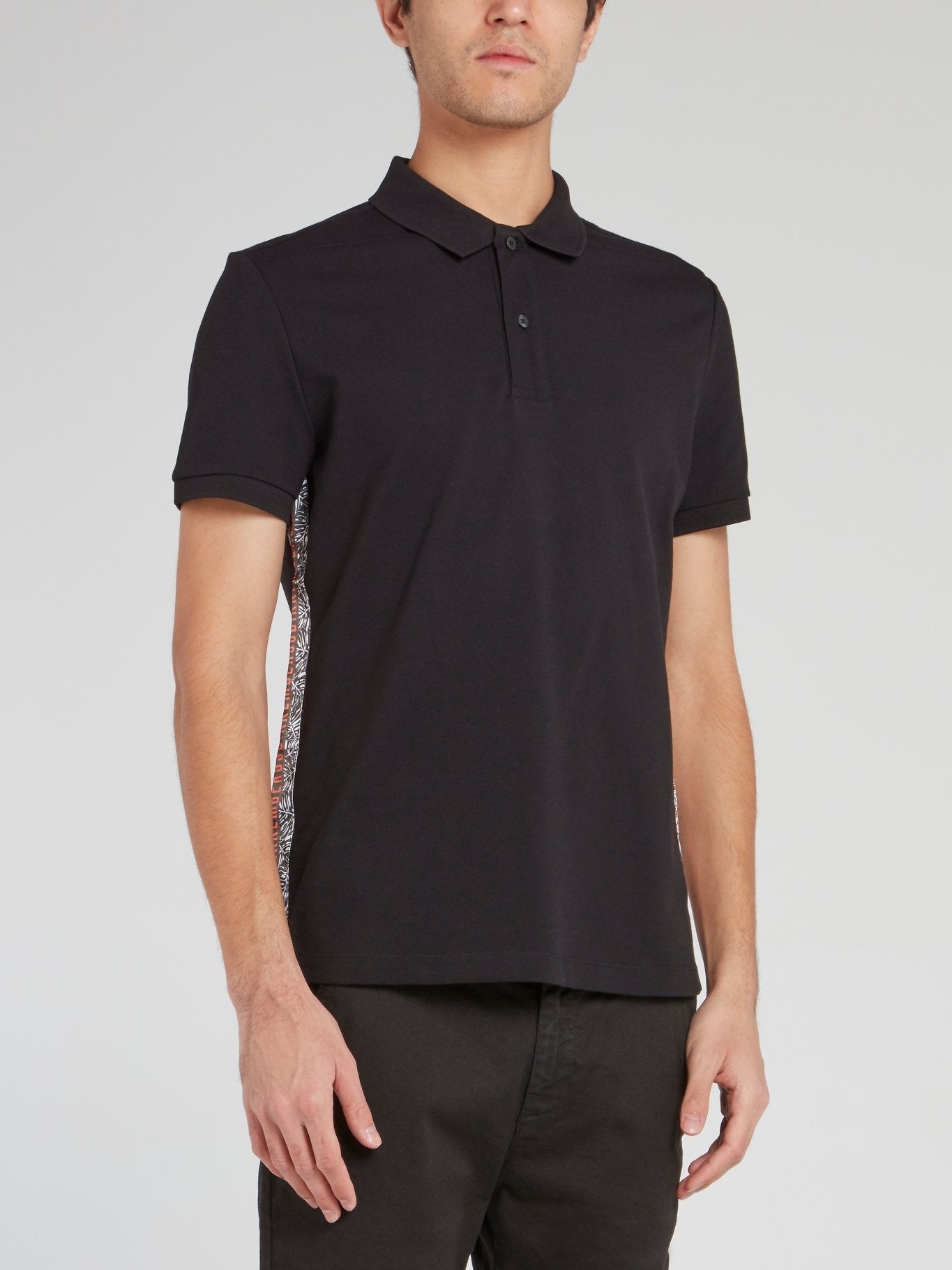 Black Side Stripe Logo Polo Shirt