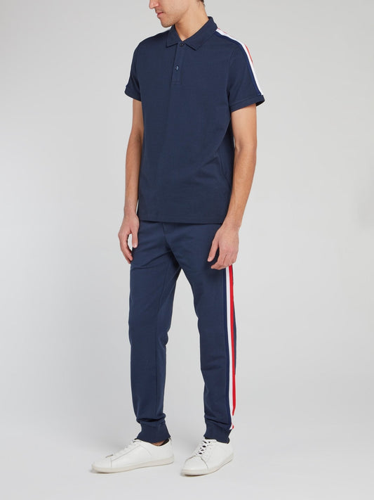 Navy Shoulder Stripe Polo Shirt