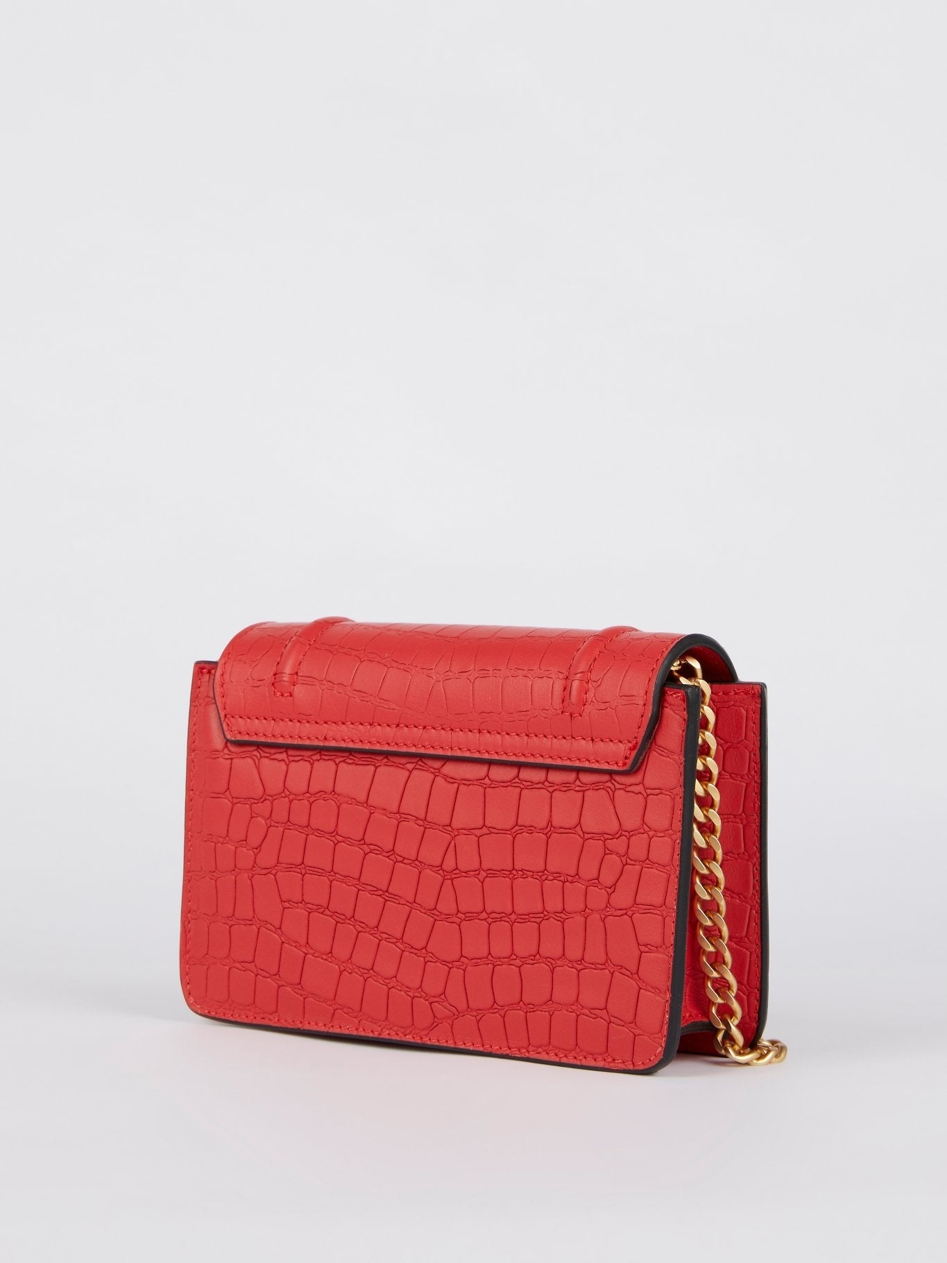 Lizzy Red Crocodile Effect Leather Shoulder Bag