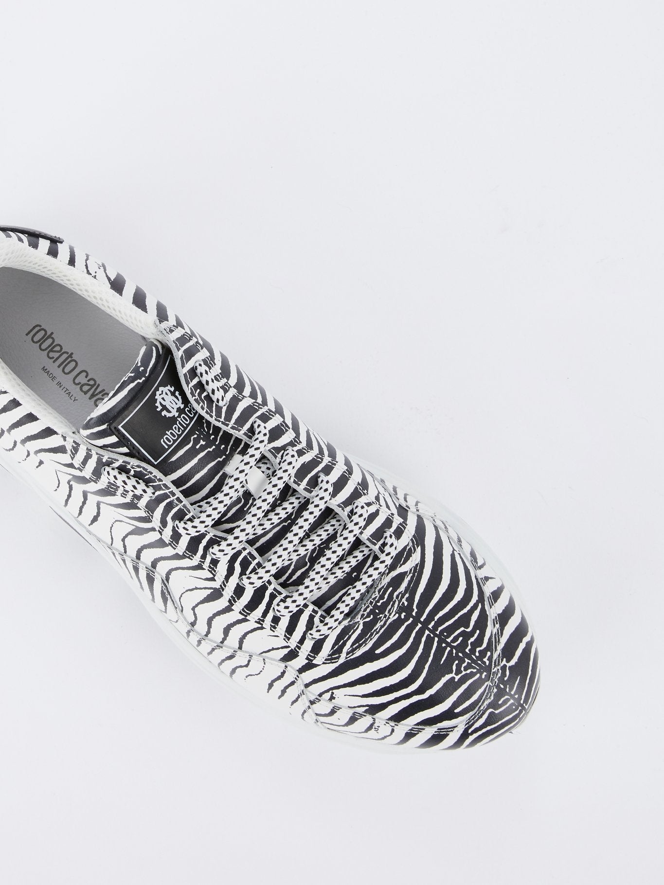 White Zebra Print Lace Up Sneakers