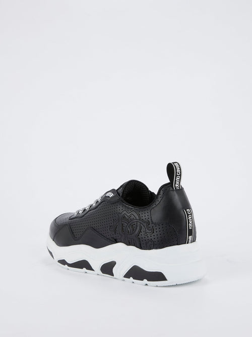 Black Perforated Leather Sneakers