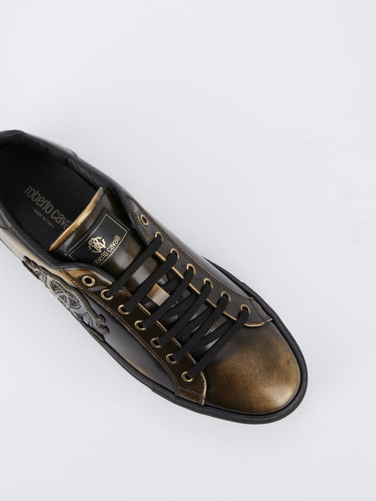 Brass Lace Up Leather Sneakers