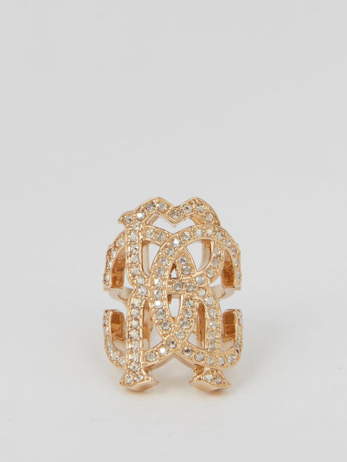 Gold Studded Monogram Ring