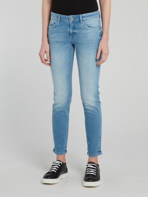 Blue Rear Logo Print Denim Jeans