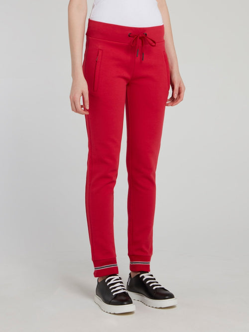 Red Drawstring Rear Logo Track Pants