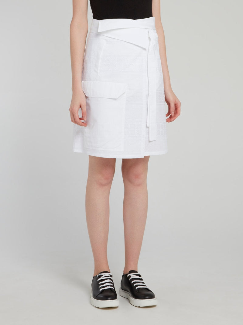 White Front Pocket Detail Mini Skirt