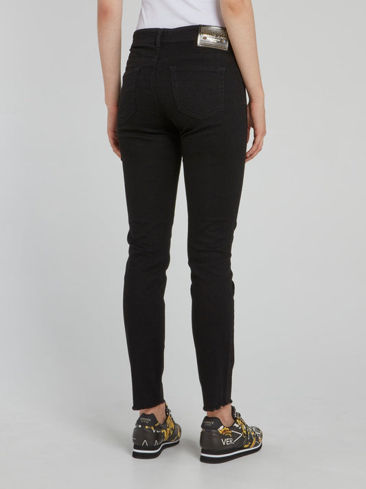 Black Frayed Denim Skinny Jeans