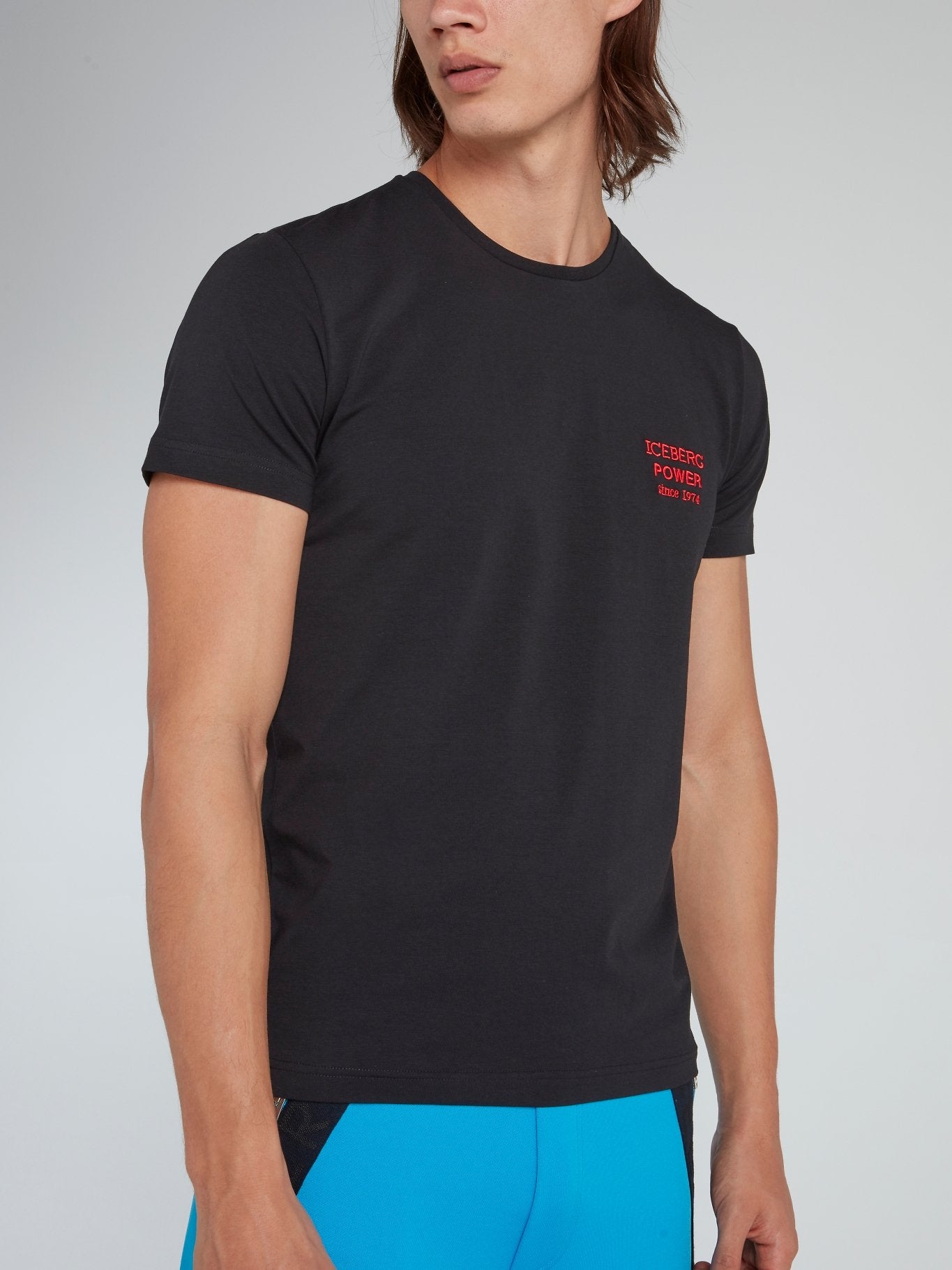 Black Logo Embroidered Crewneck T-Shirt