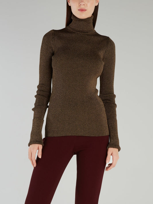 Glitter Fabric Turtleneck Sweater