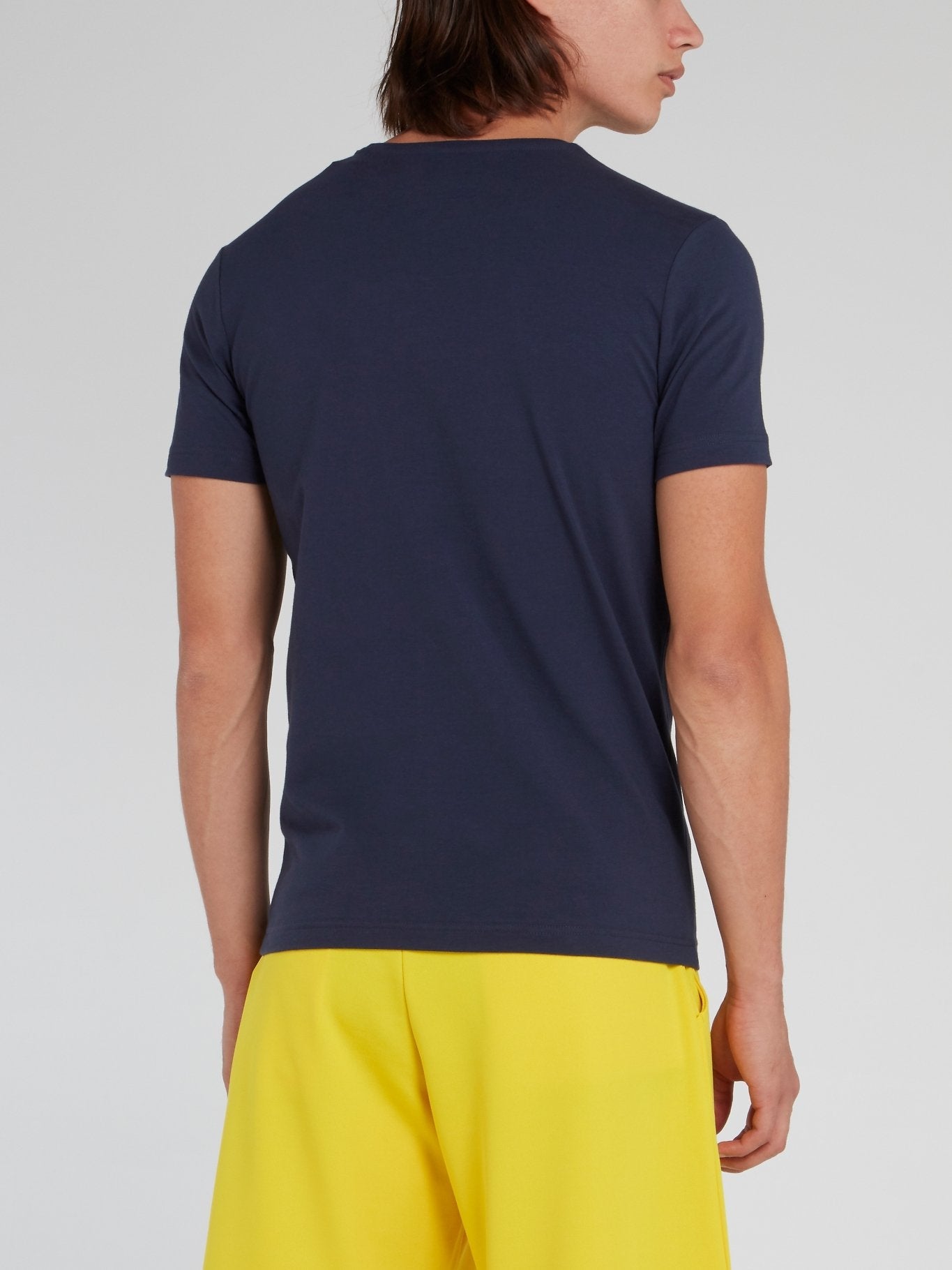 Navy Logo Print Round Neck T-Shirt