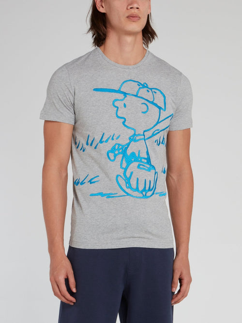 Charlie Brown Grey Cotton T-Shirt