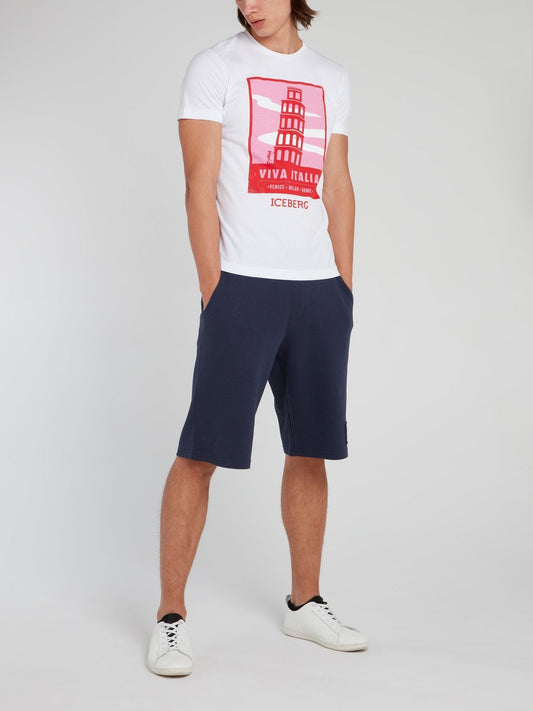 Pink Panther in Pisa White Cotton T-Shirt