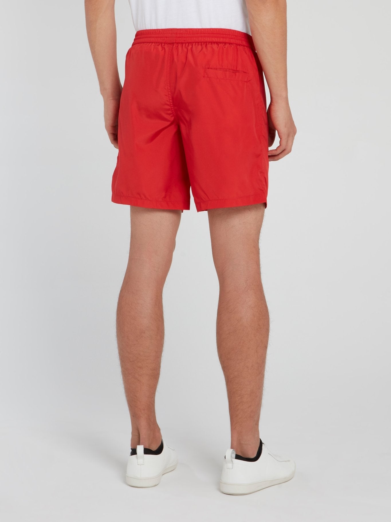 Red Logo Stripe Drawstring Shorts