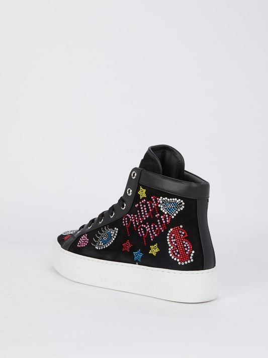 Black Studded Platform Sneakers