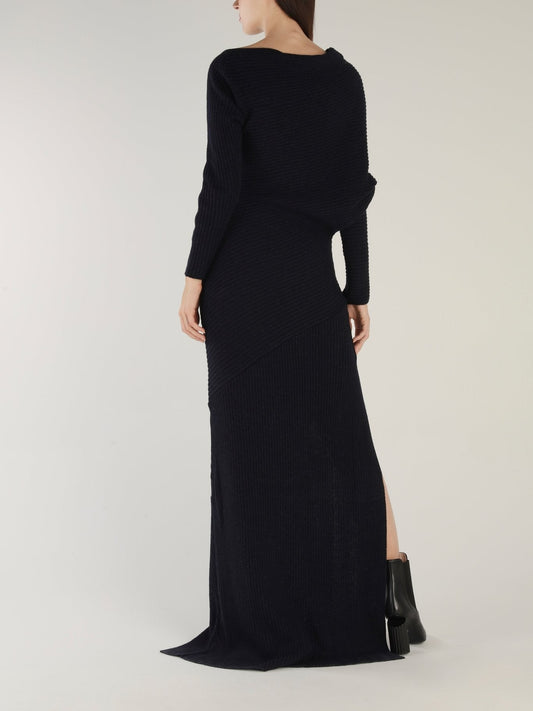 Navy Pullover Knit Maxi Dress