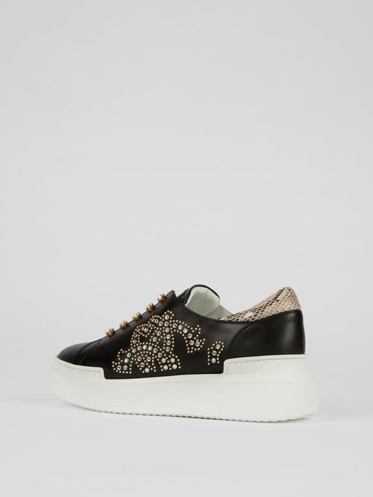 Black Multi-Stud Platform Sneakers